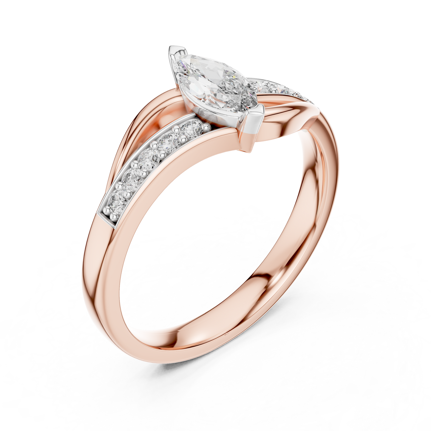 Leaf Curve Diamond Ring - SB-6-3