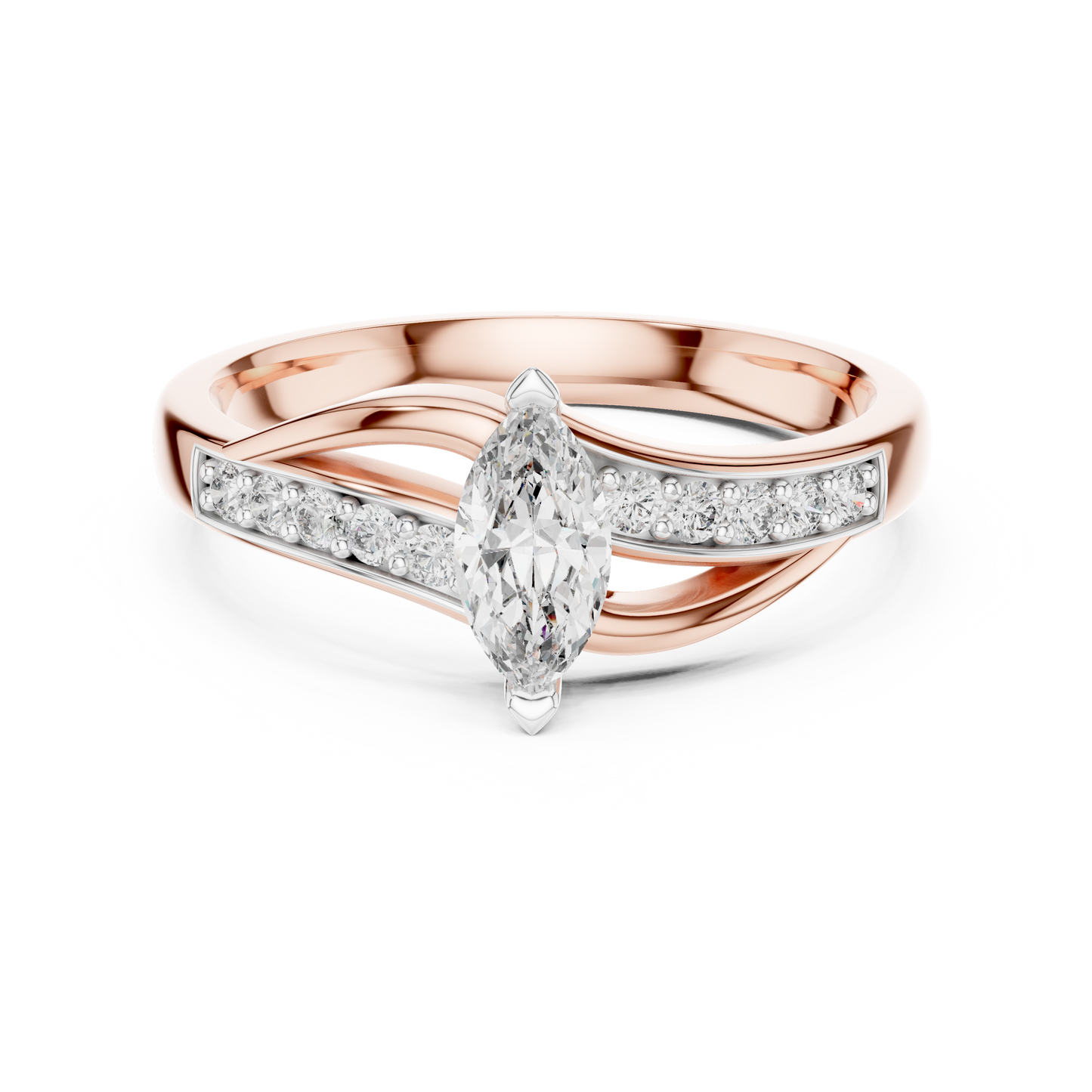 Leaf Curve Diamond Ring - SB-6-3