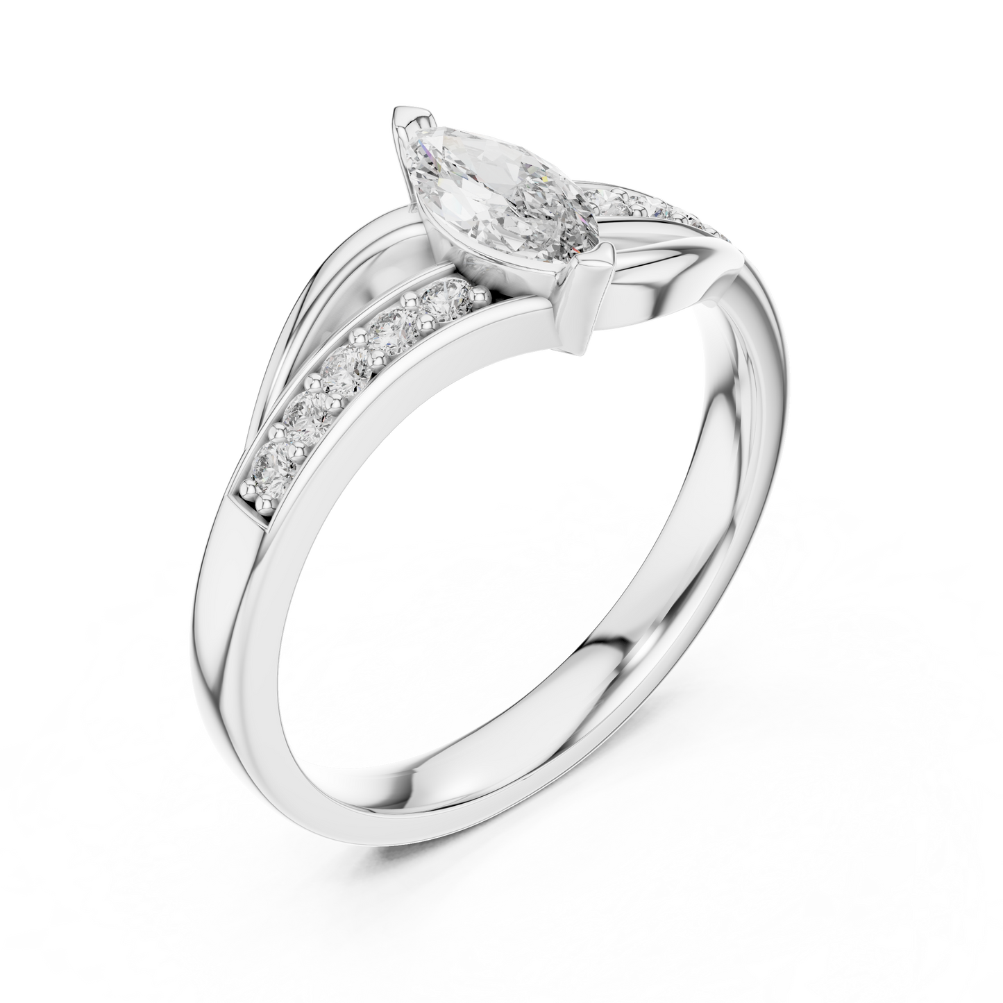 Leaf Curve Diamond Ring - SB-6-3