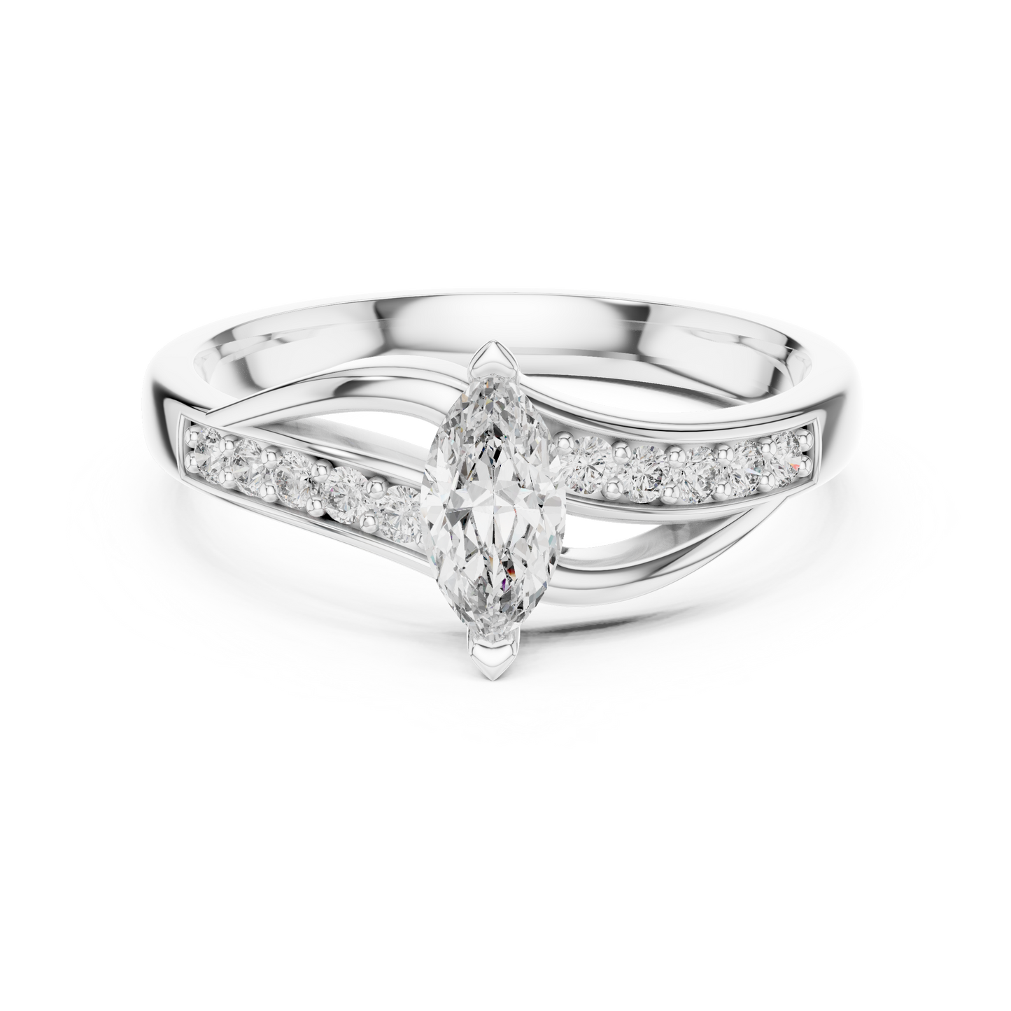 Leaf Curve Diamond Ring - SB-6-3