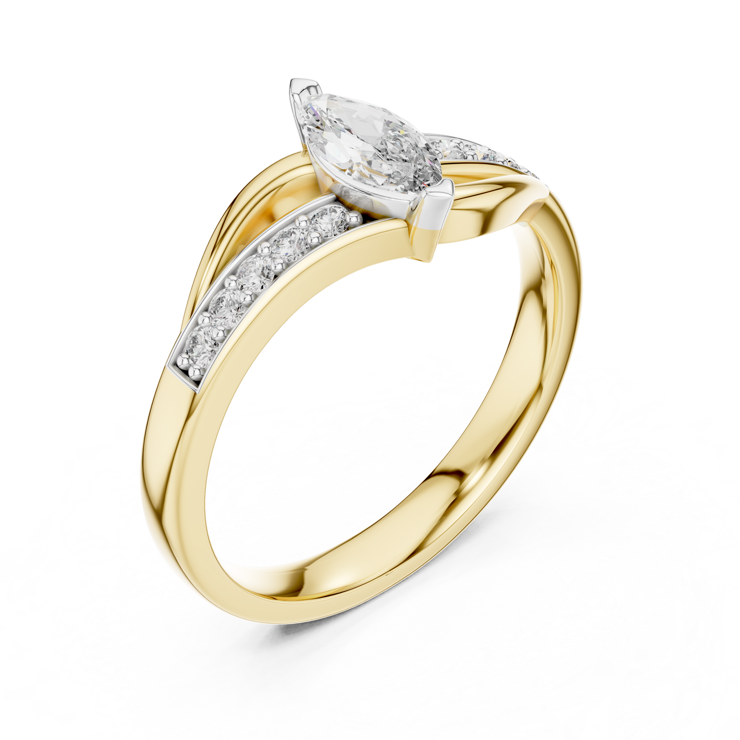 Leaf Curve Diamond Ring - SB-6-3