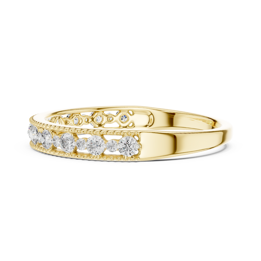 Dotted Border Half Line Diamond Ring - SB-6-11