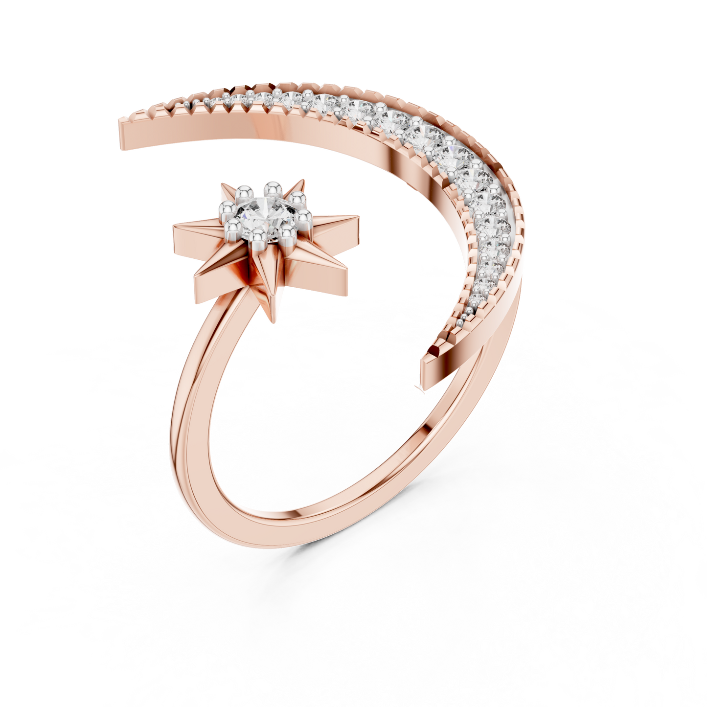 Moon And Star Diamond Ring - SB-6-16