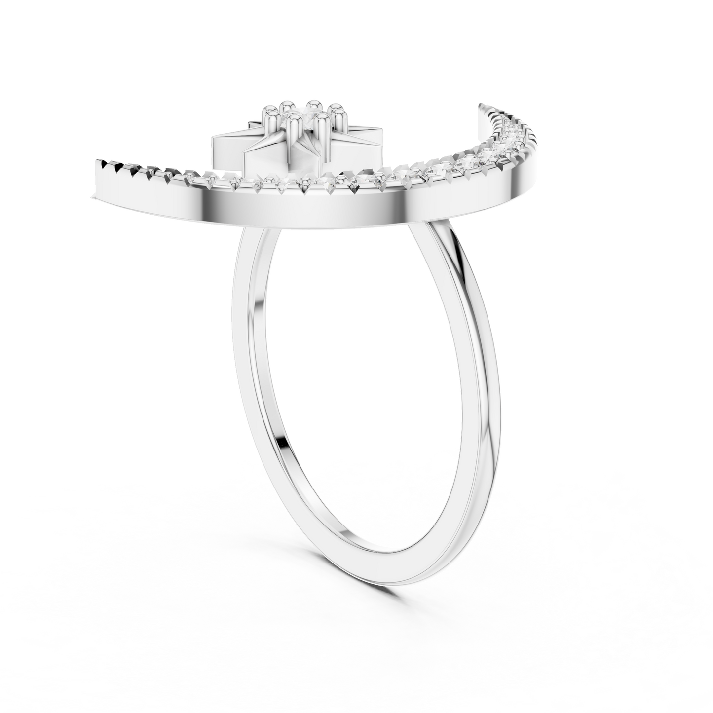 Moon And Star Diamond Ring - SB-6-16
