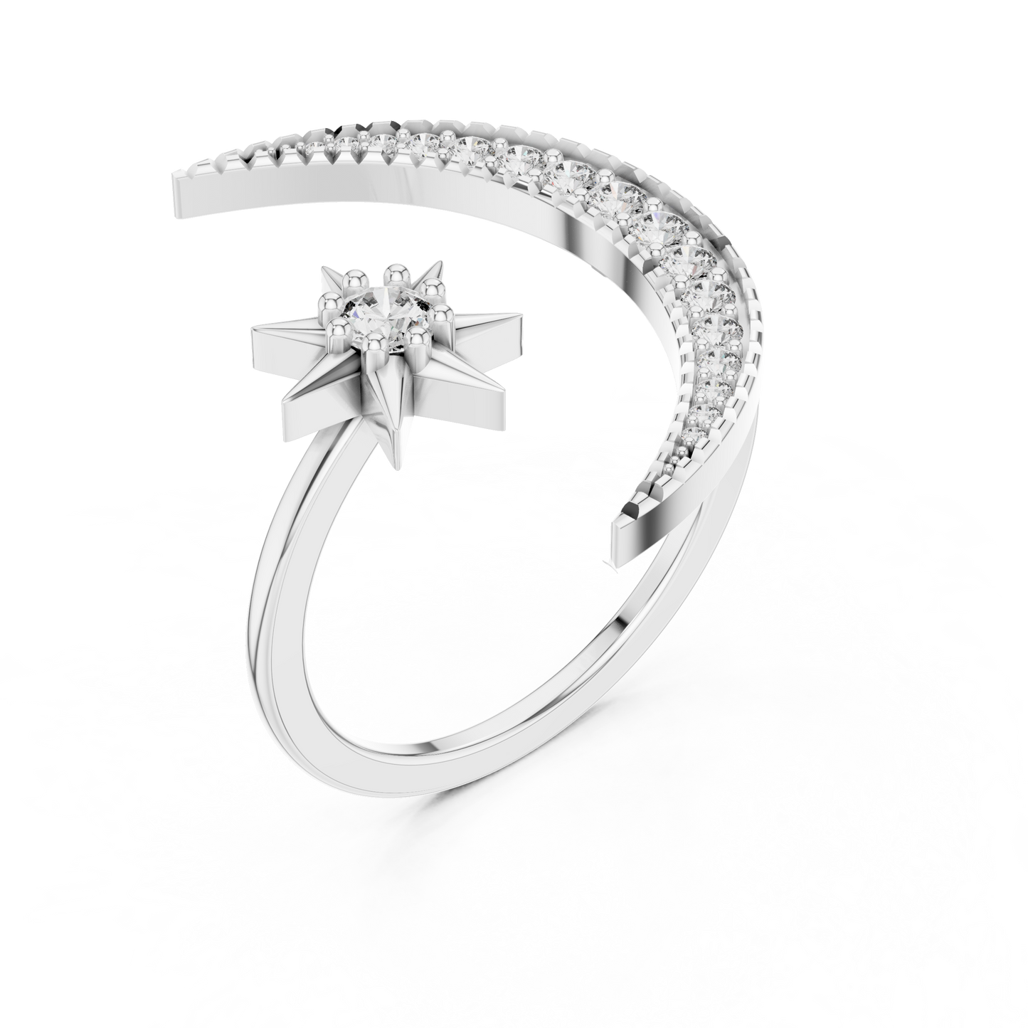 Moon And Star Diamond Ring - SB-6-16