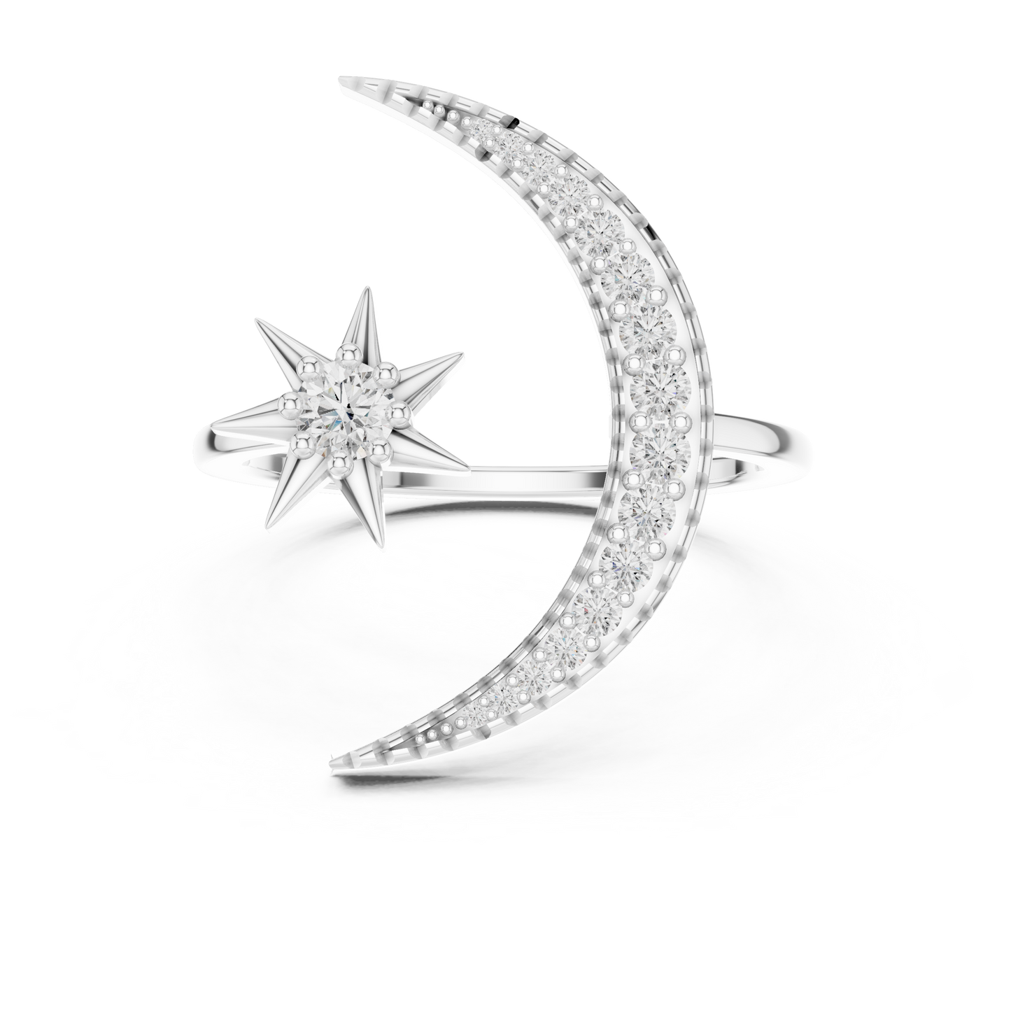 Moon And Star Diamond Ring - SB-6-16