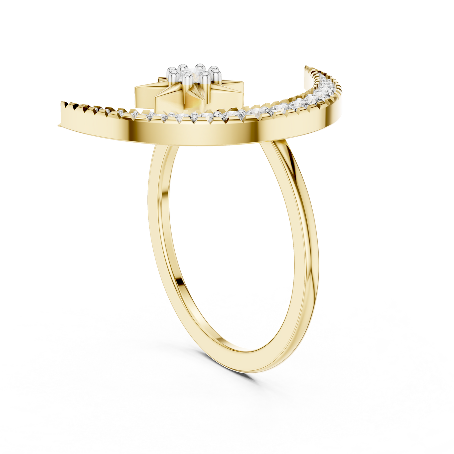 Moon And Star Diamond Ring - SB-6-16