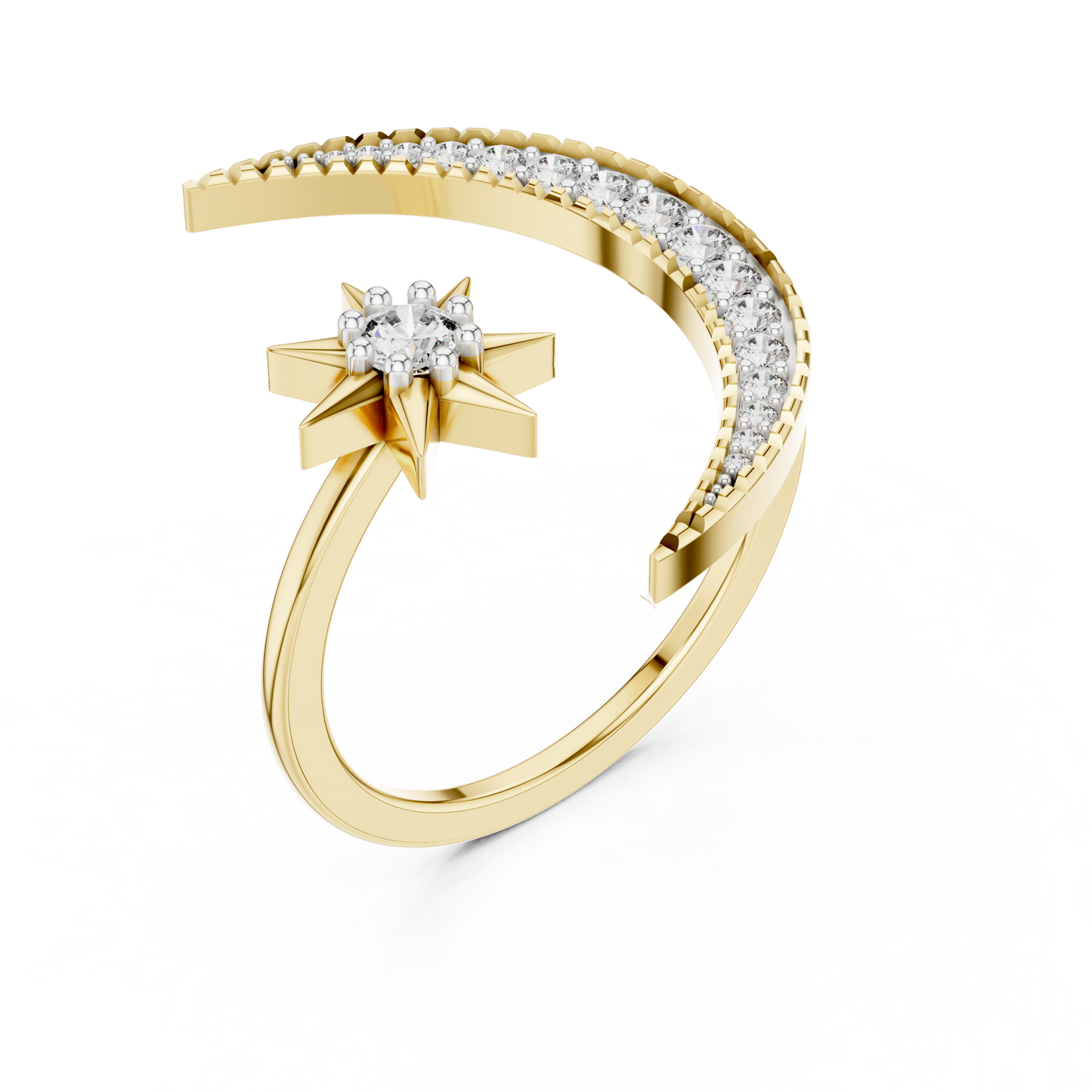 Moon And Star Diamond Ring - SB-6-16