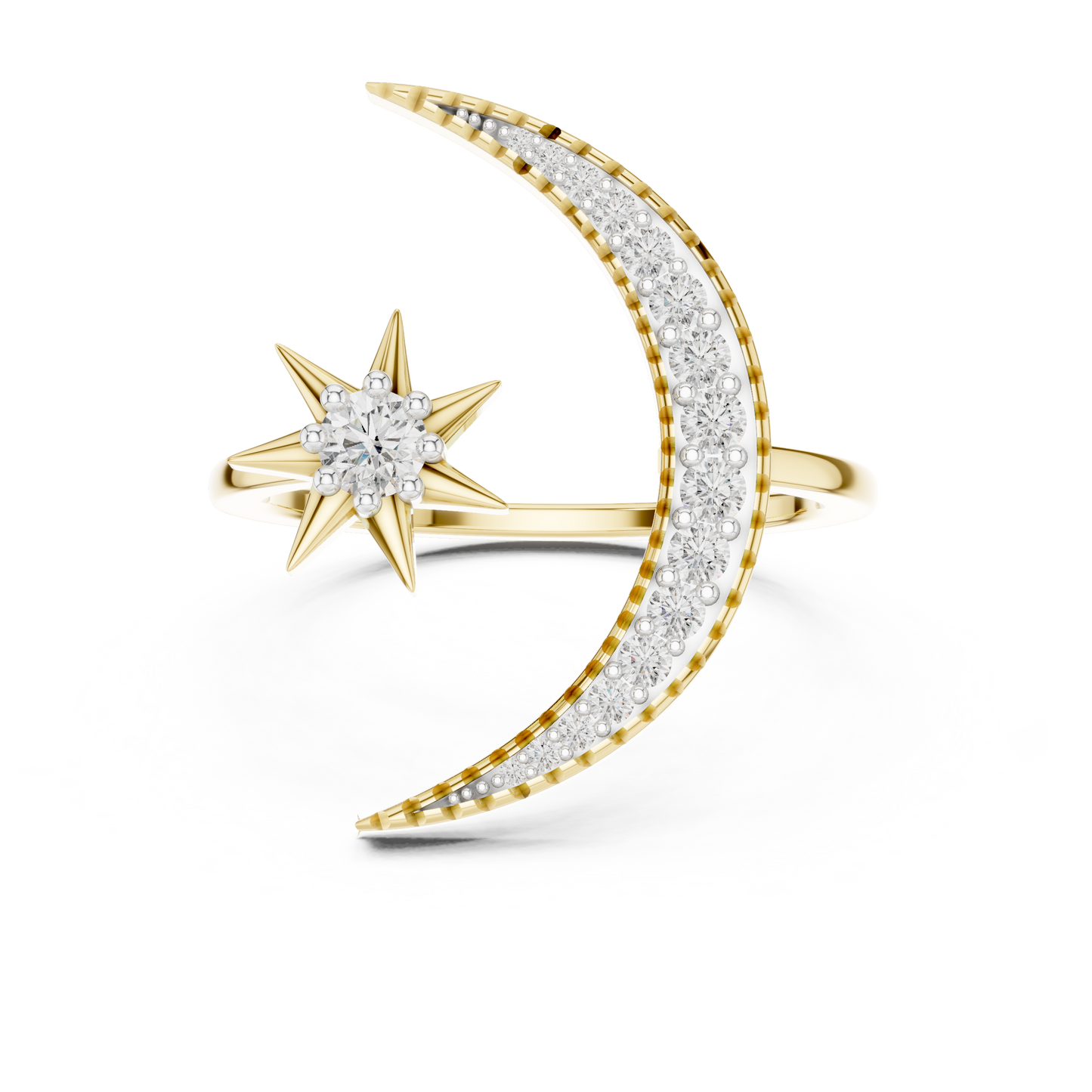 Moon And Star Diamond Ring - SB-6-16
