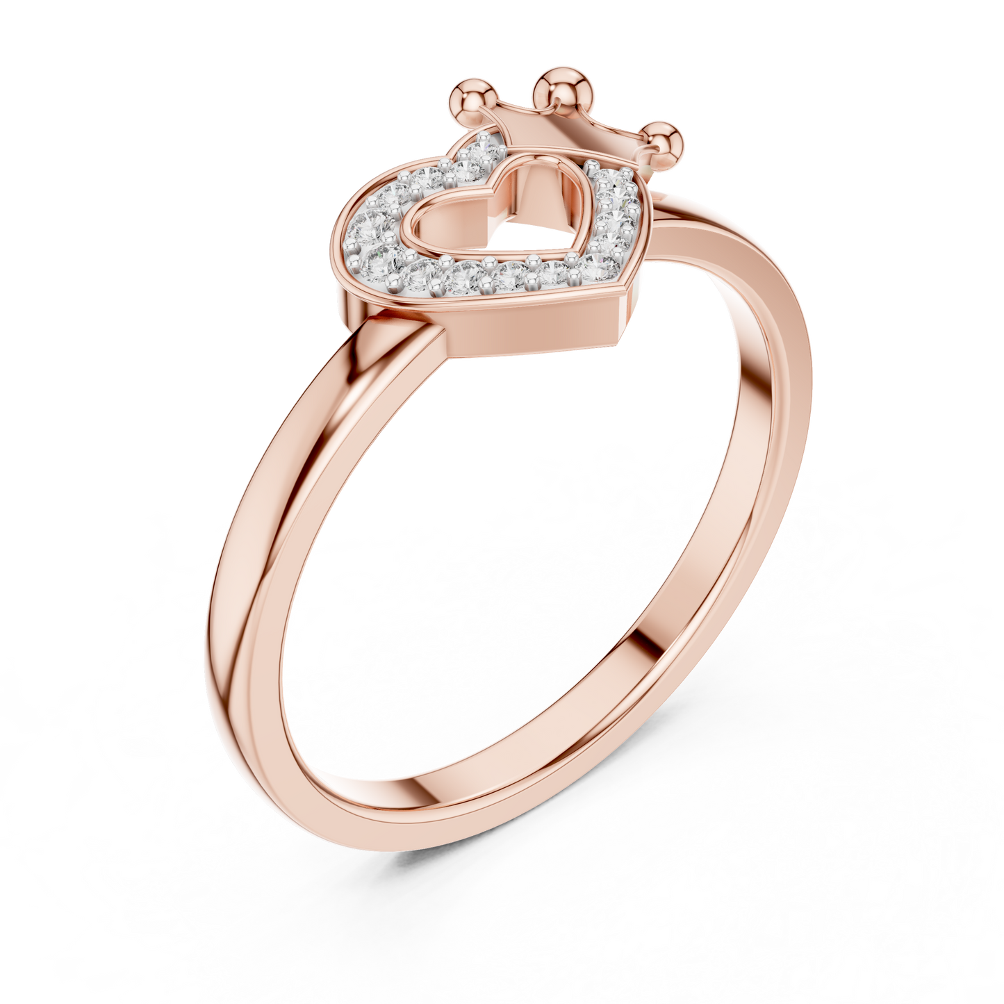 Heart And Crown Diamond Ring - SB-6-25