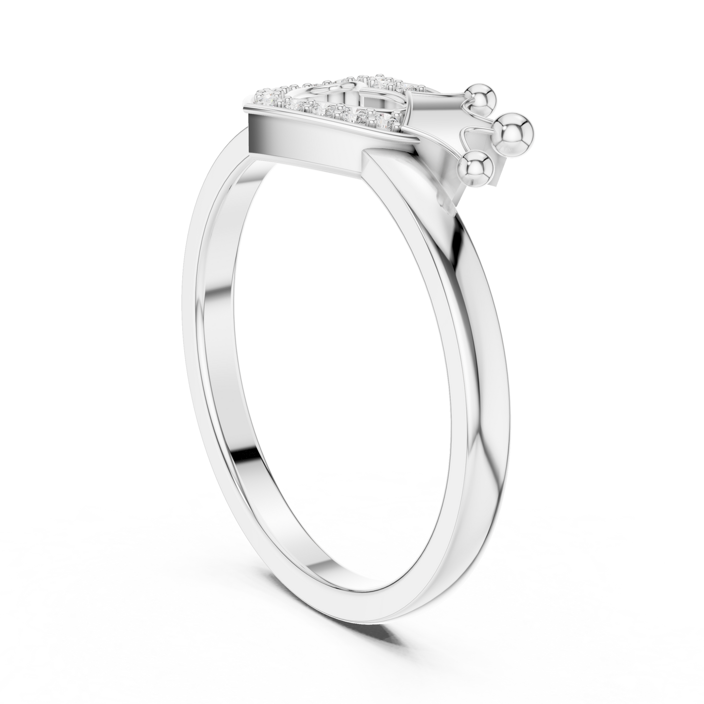 Heart And Crown Diamond Ring - SB-6-25