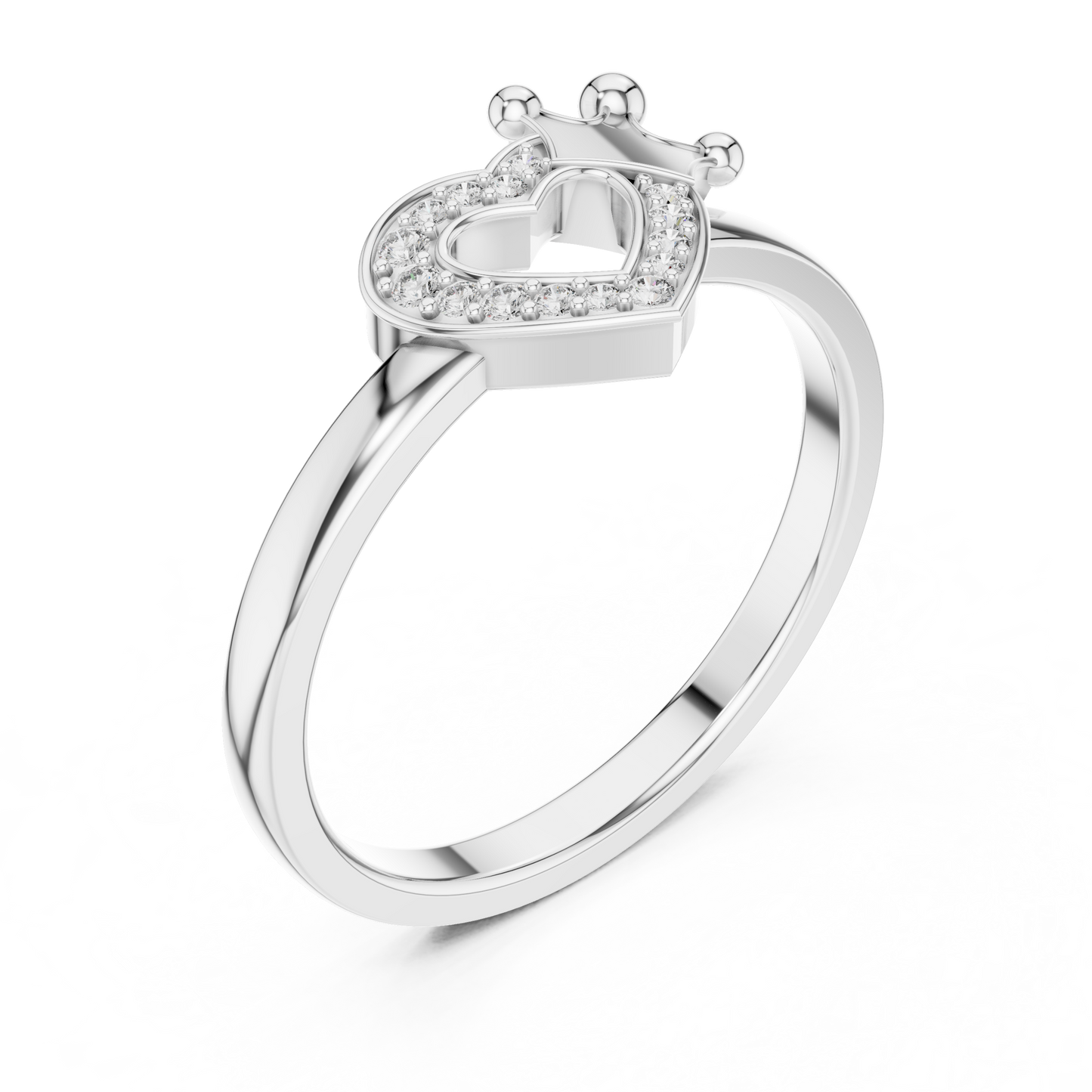 Heart And Crown Diamond Ring - SB-6-25