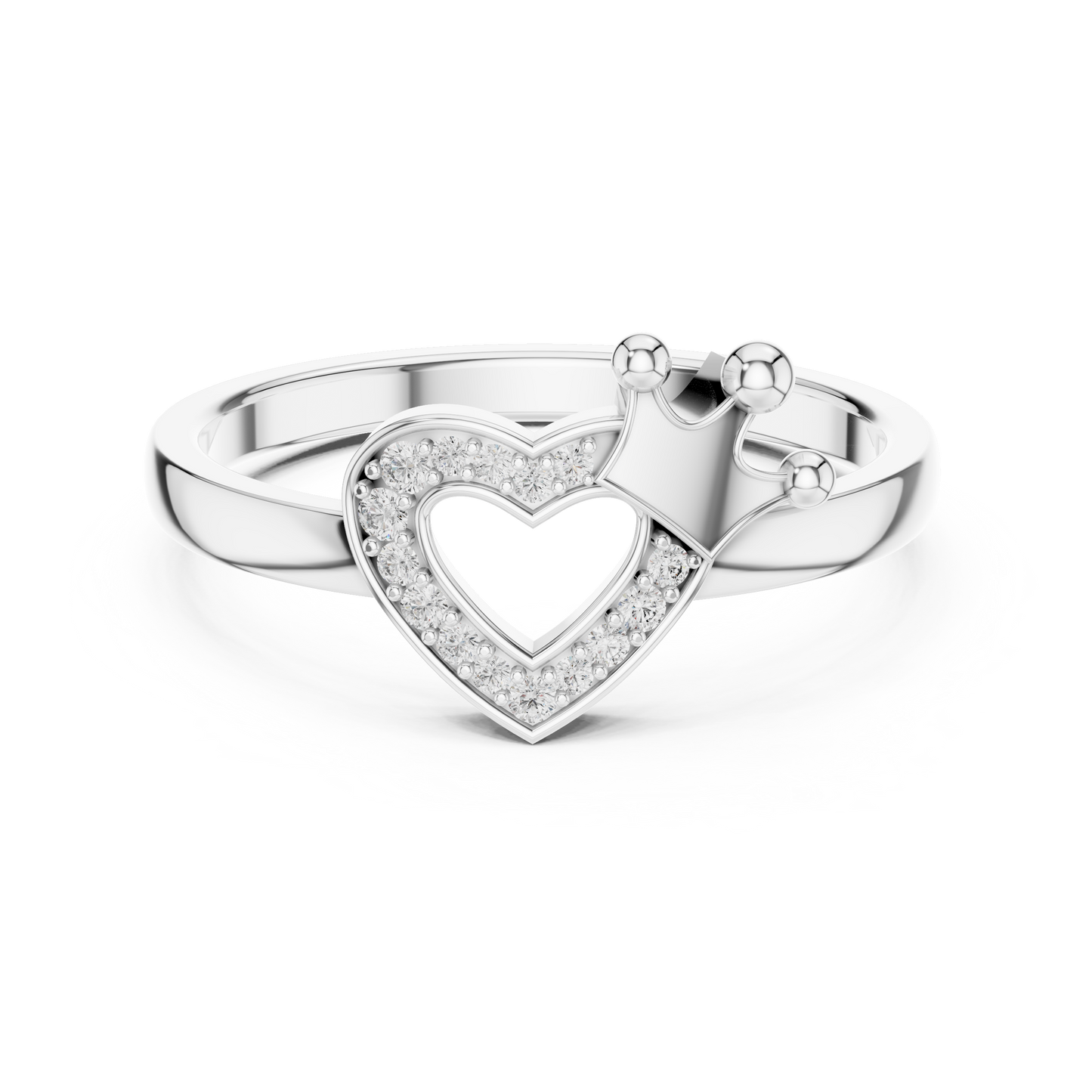 Heart And Crown Diamond Ring - SB-6-25