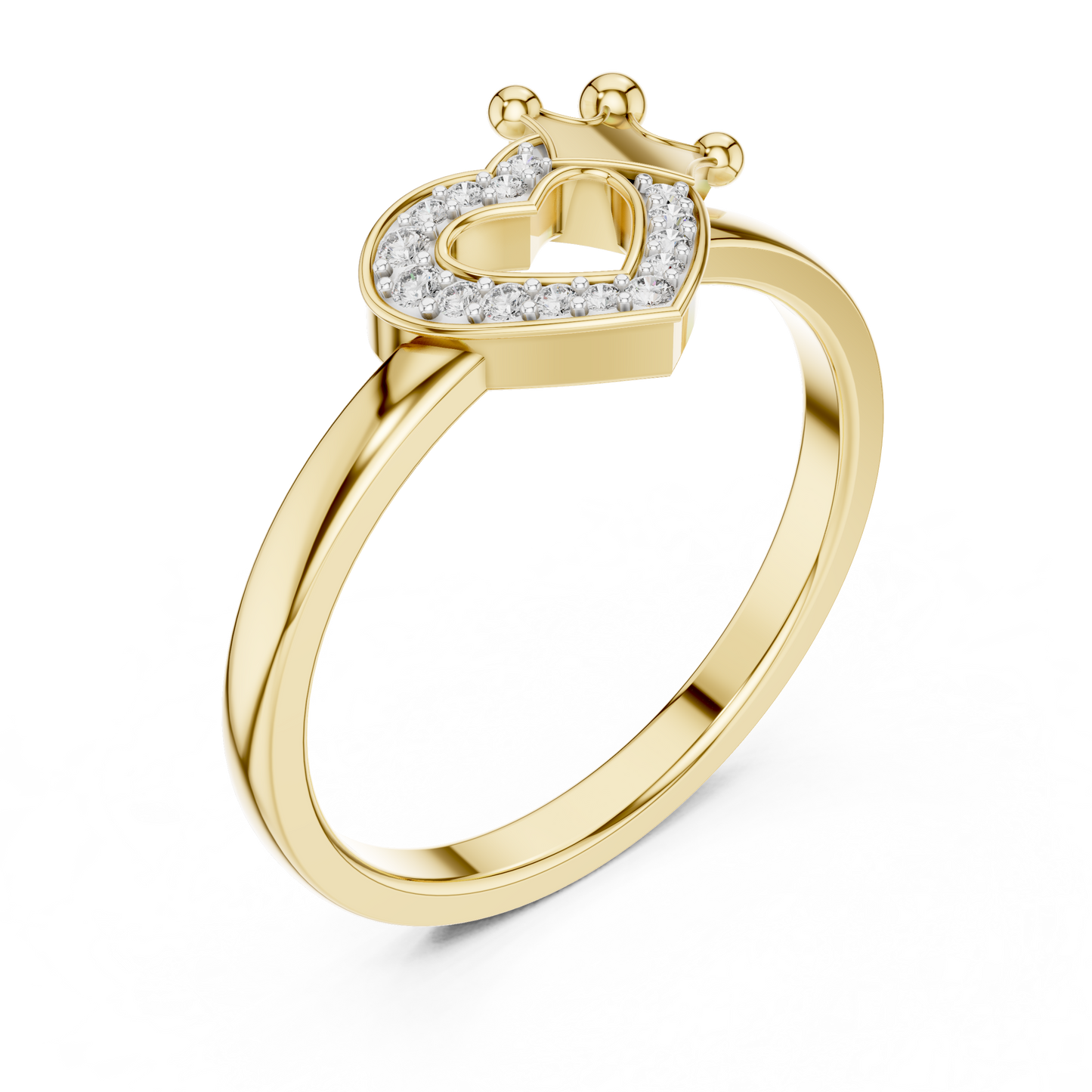 Heart And Crown Diamond Ring - SB-6-25