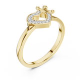 Heart And Crown Diamond Ring - SB-6-25