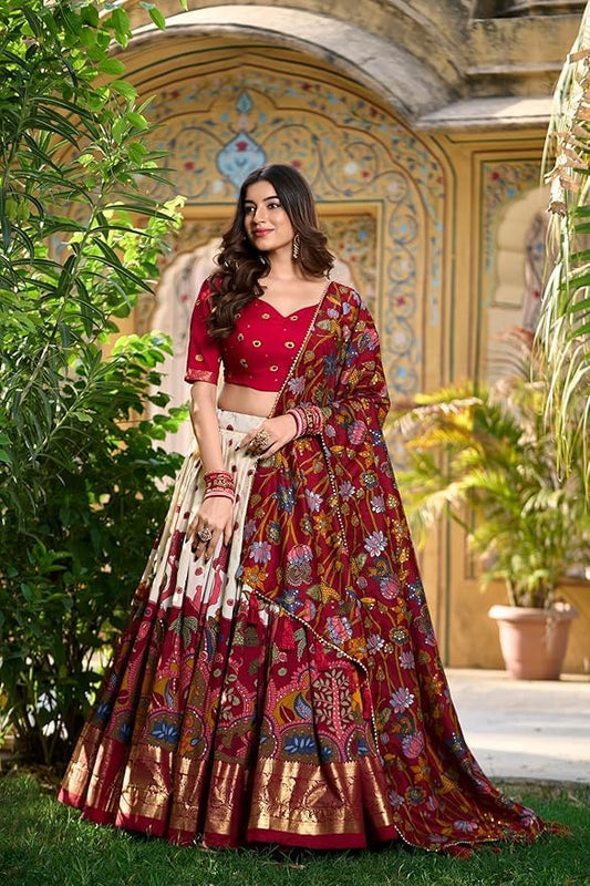 Women's Tussar Silk Lehenga Choli Set