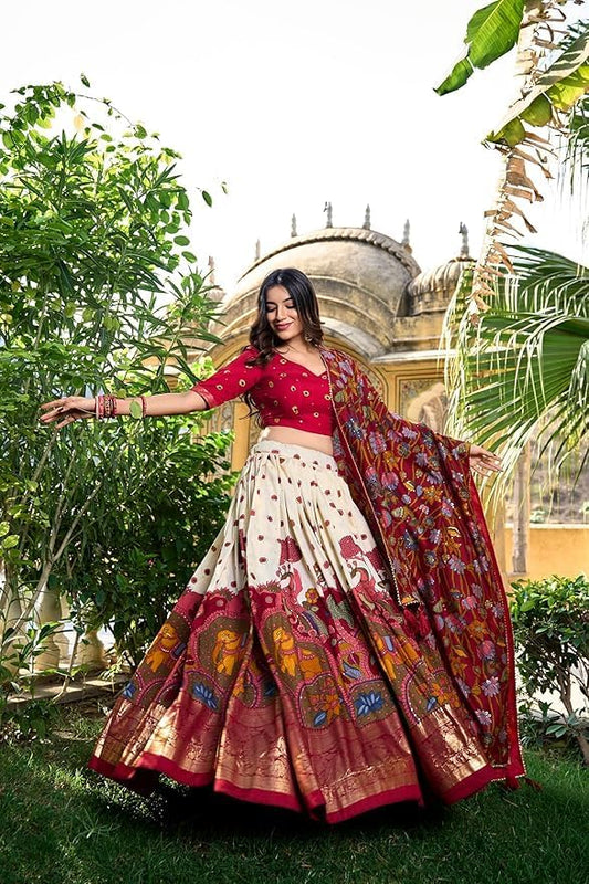 Women's Tussar Silk Lehenga Choli Set