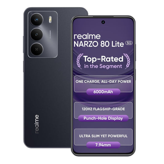 realme NARZO 80 Lite 5G | 6000mAh Long-Lasting Battery