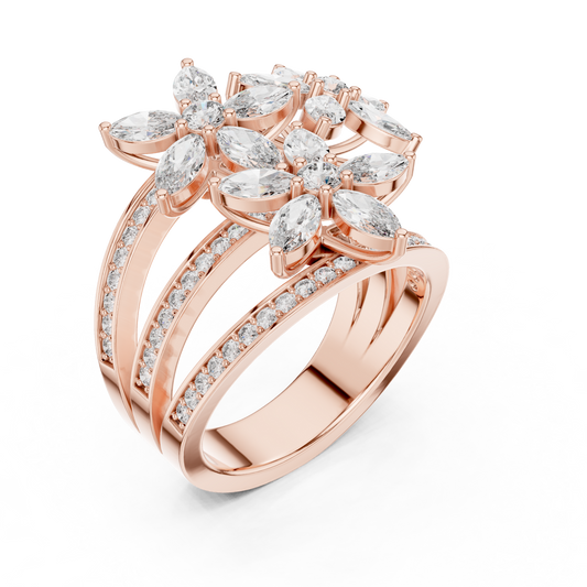3 Layer Flowers Diamond Ring - SB-9-6