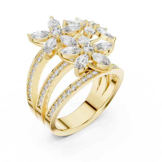 3 Layer Flowers Diamond Ring - SB-9-6
