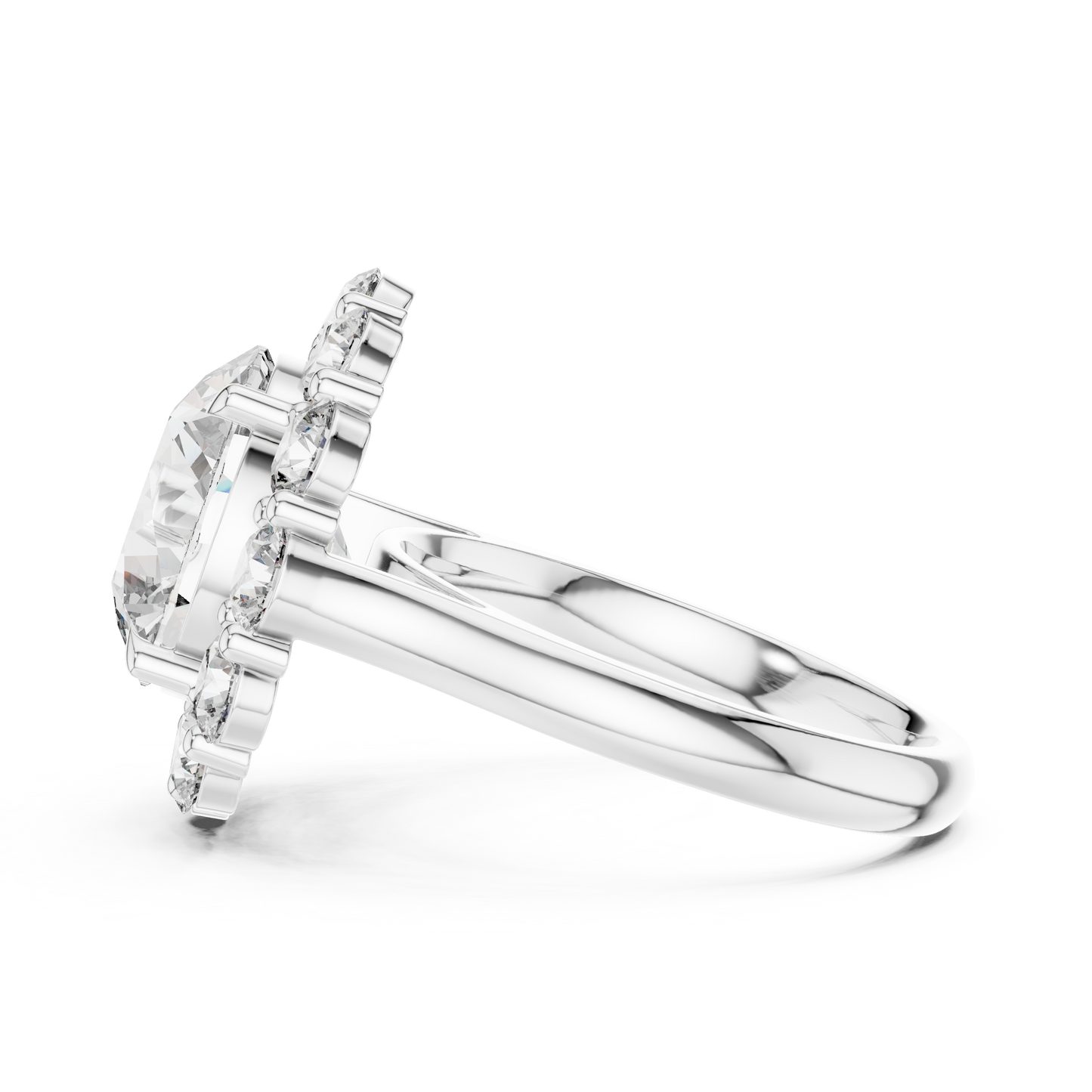 Large Round Diamond Flower Border Ring - SB-9-20
