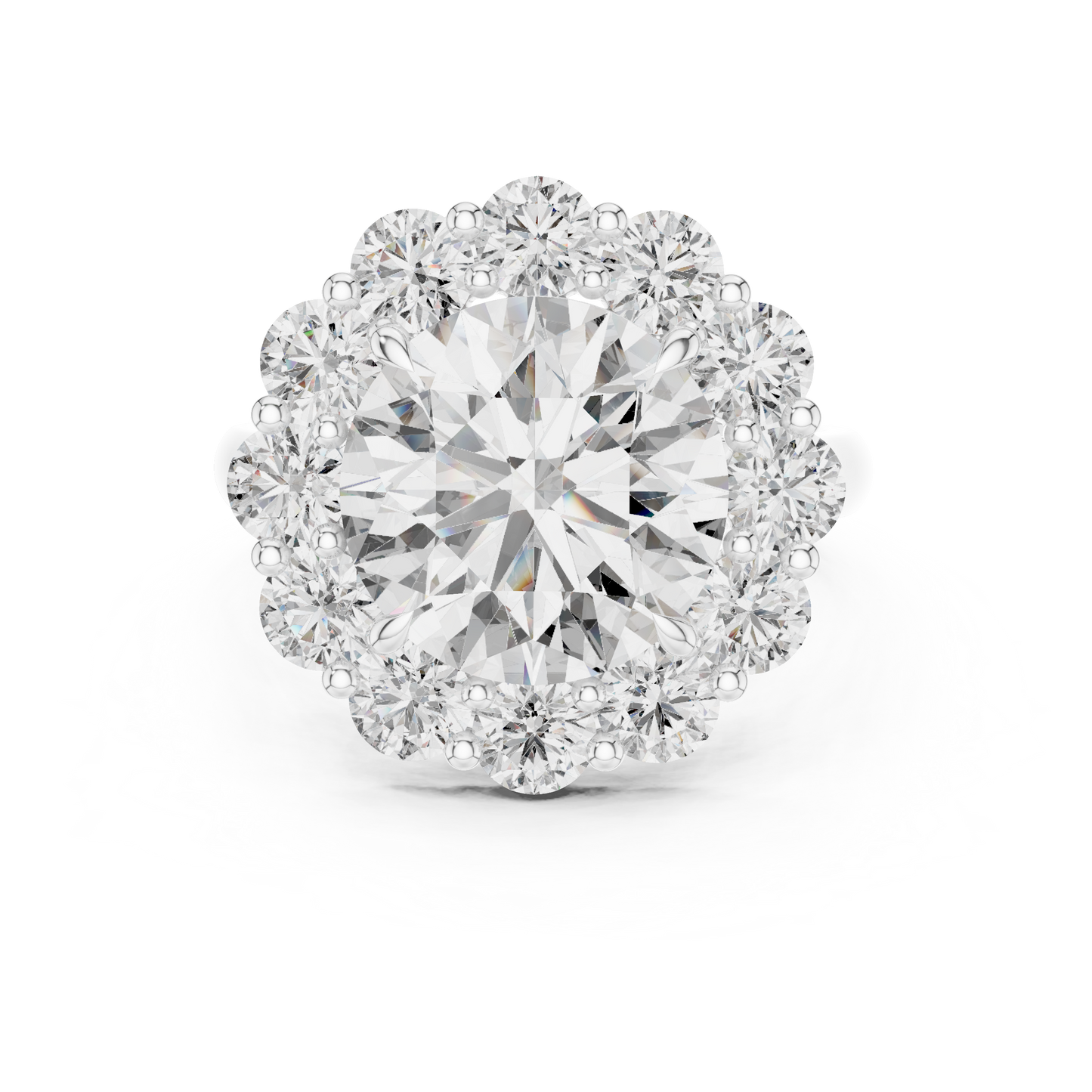 Large Round Diamond Flower Border Ring - SB-9-20