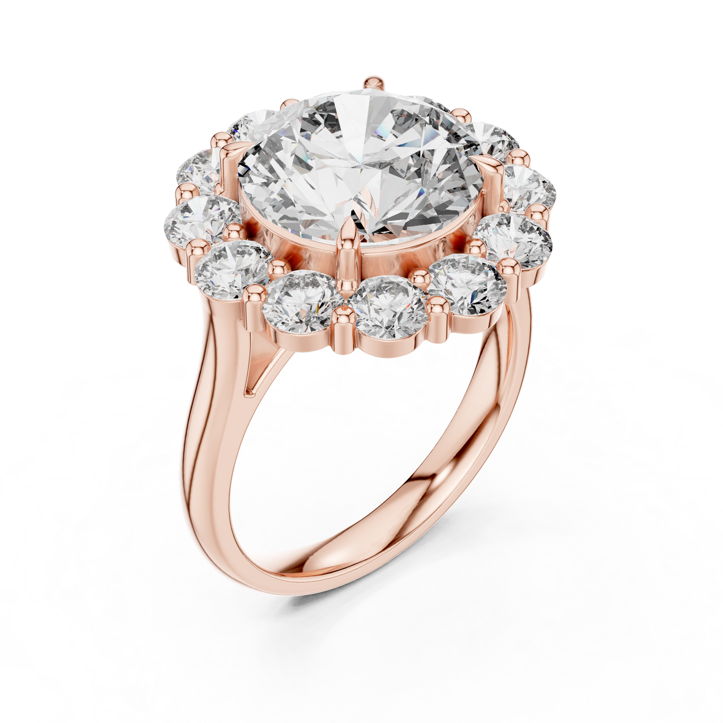 Large Round Diamond Flower Border Ring - SB-9-20