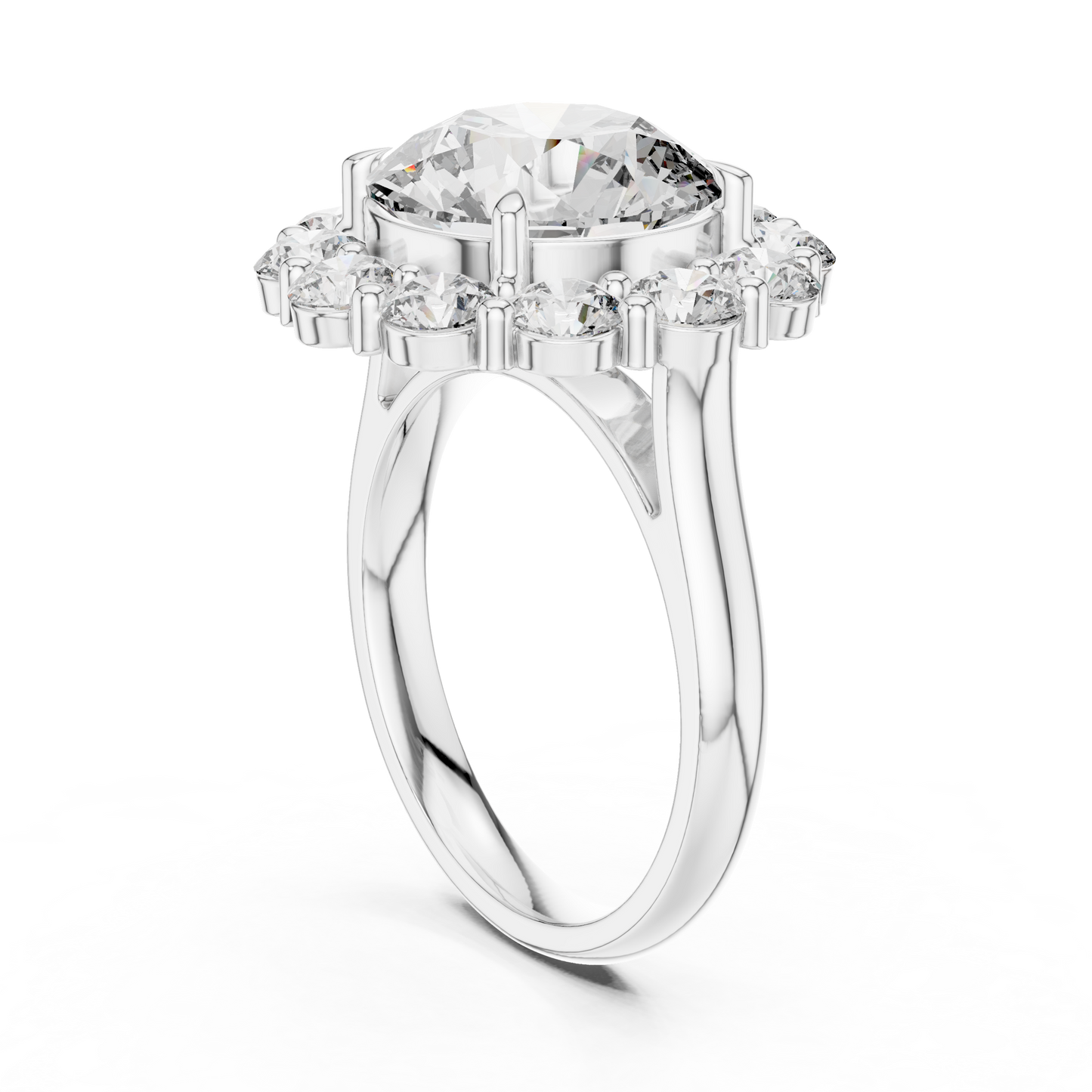 Large Round Diamond Flower Border Ring - SB-9-20