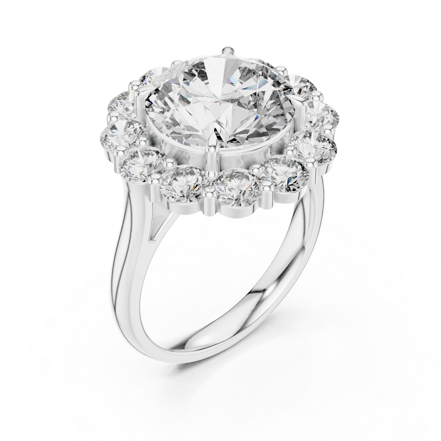Large Round Diamond Flower Border Ring - SB-9-20