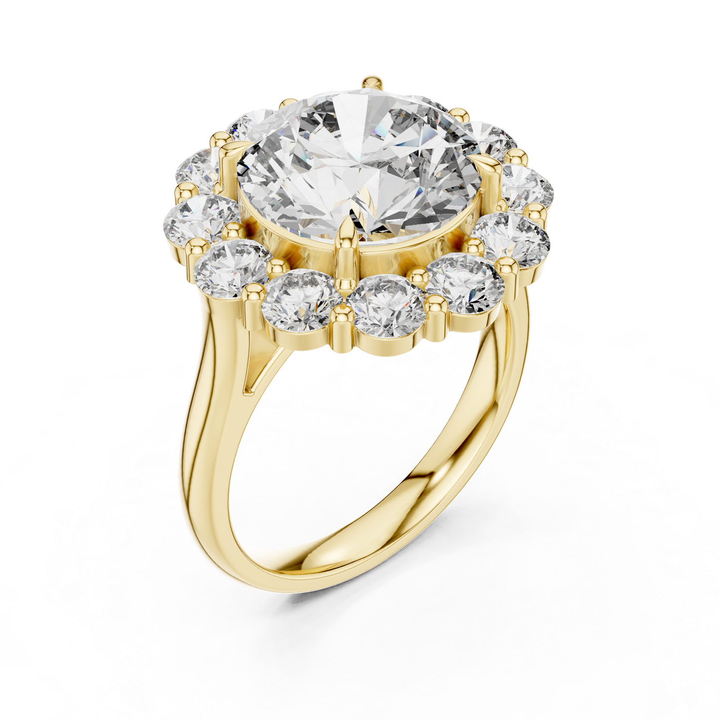 Large Round Diamond Flower Border Ring - SB-9-20