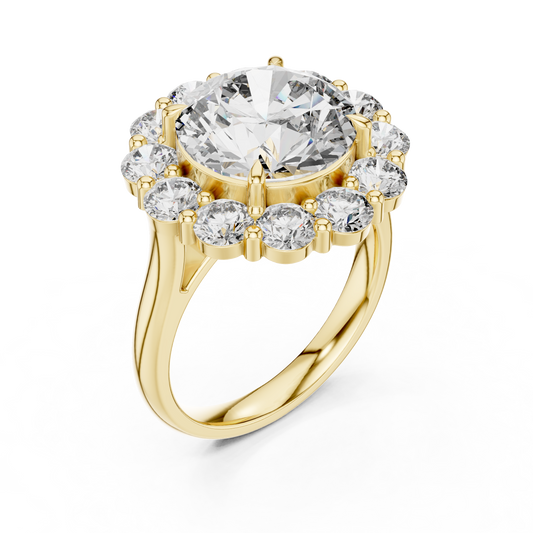 Large Round Diamond Flower Border Ring - SB-9-20