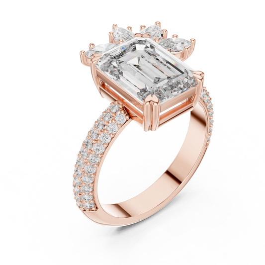 Large Square with Crown Diamond Ring - SB-9-24