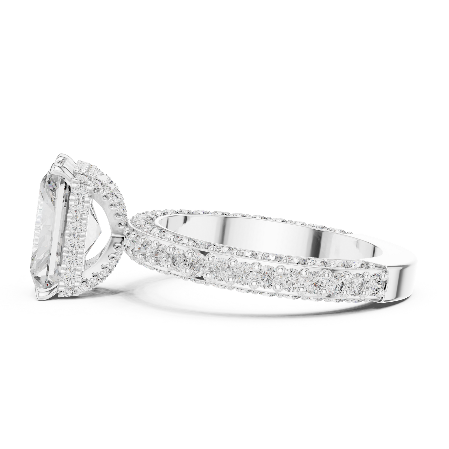 Square Diamond Three Side Covered Diamonds Ring - SB-9-31