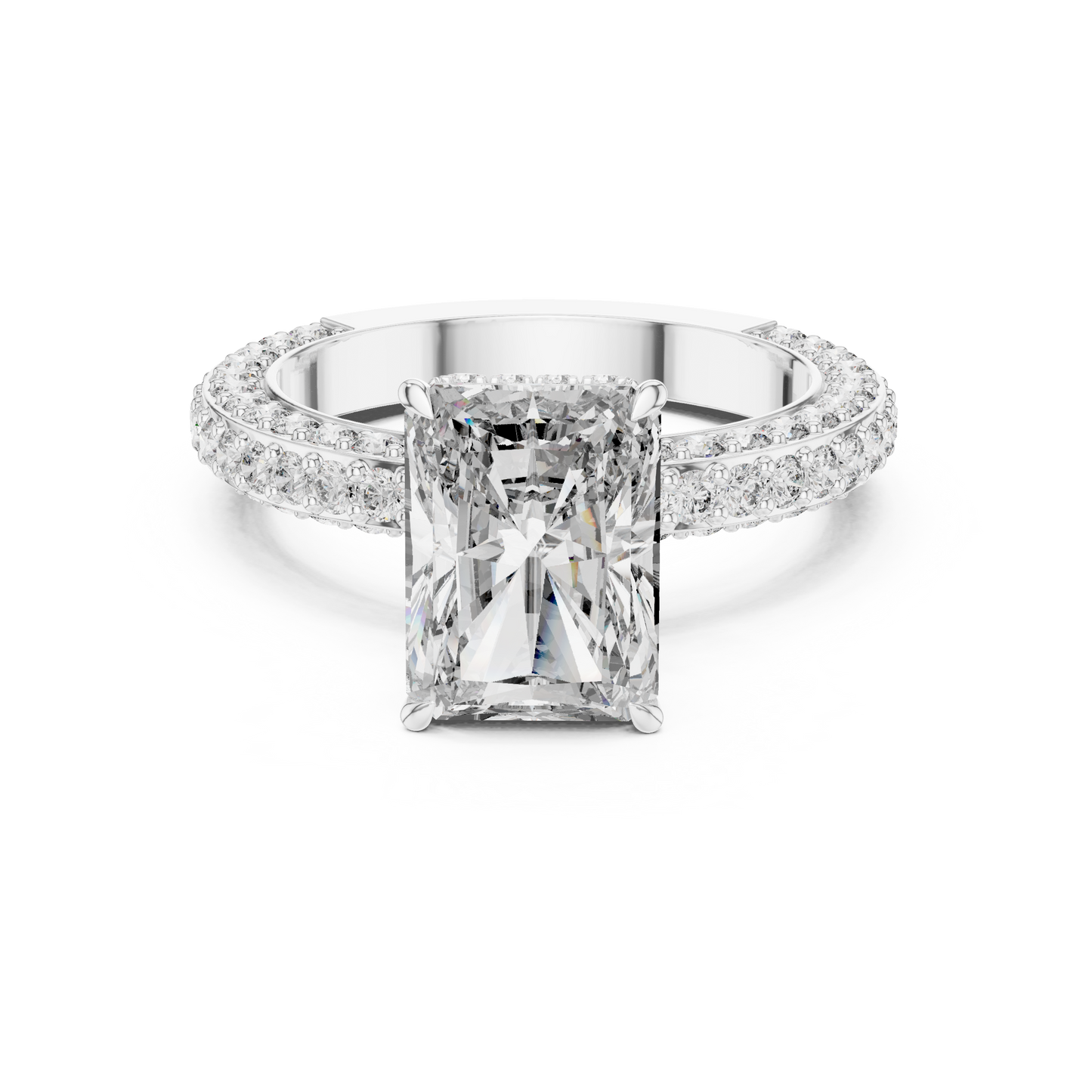 Square Diamond Three Side Covered Diamonds Ring - SB-9-31