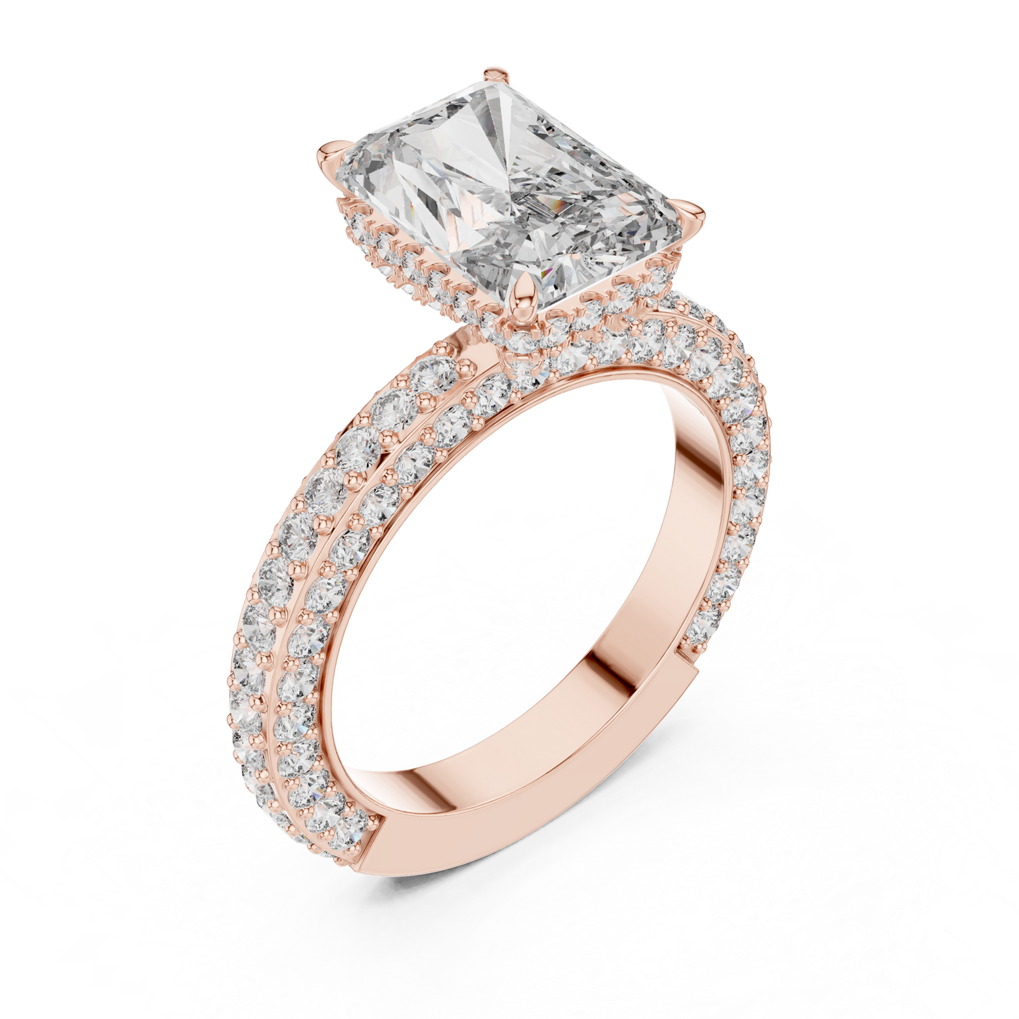 Square Diamond Three Side Covered Diamonds Ring - SB-9-31