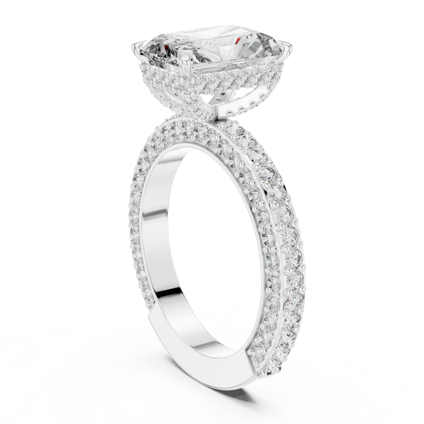 Square Diamond Three Side Covered Diamonds Ring - SB-9-31