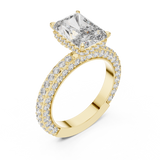 Square Diamond Three Side Covered Diamonds Ring - SB-9-31
