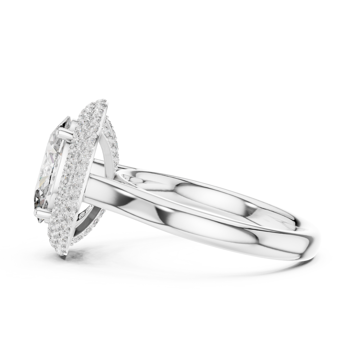Large Oval Diamond Triple Diamond Border Ring - SB-9-33