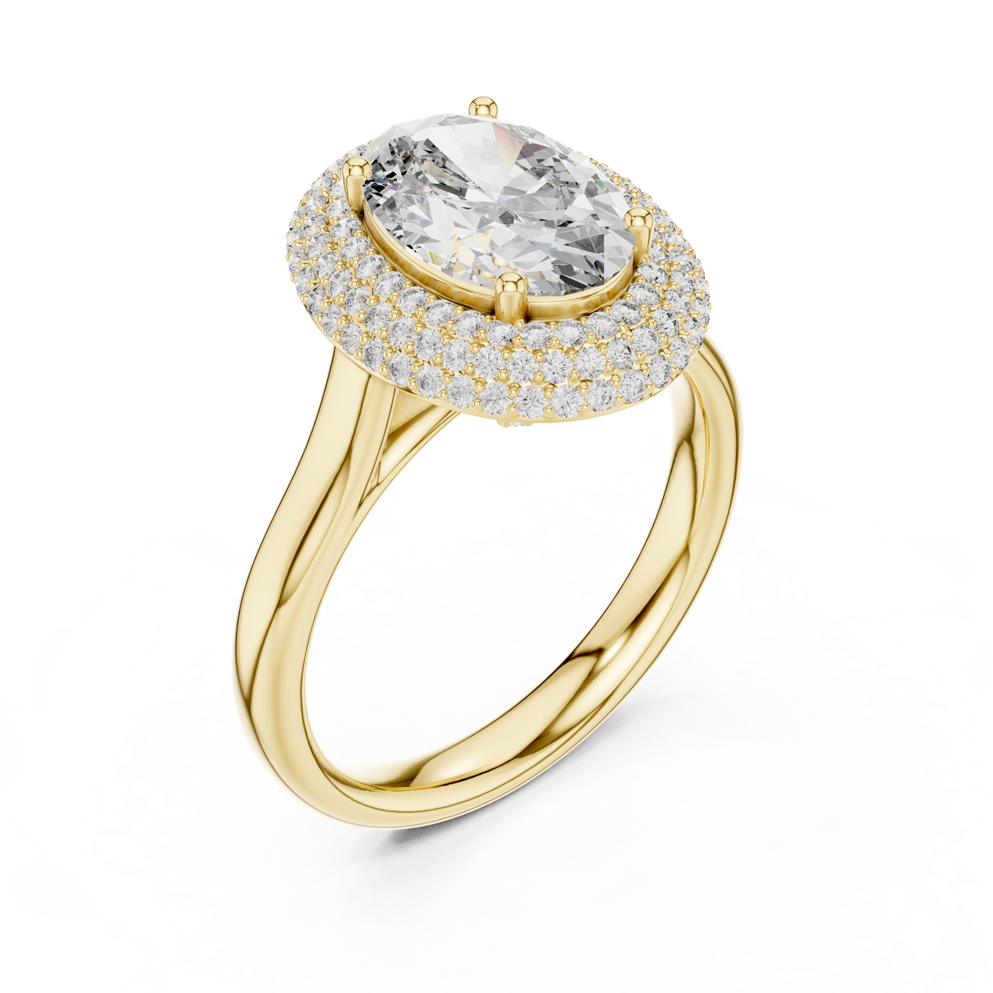 Large Oval Diamond Triple Diamond Border Ring - SB-9-33