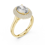 Large Oval Diamond Triple Diamond Border Ring - SB-9-33