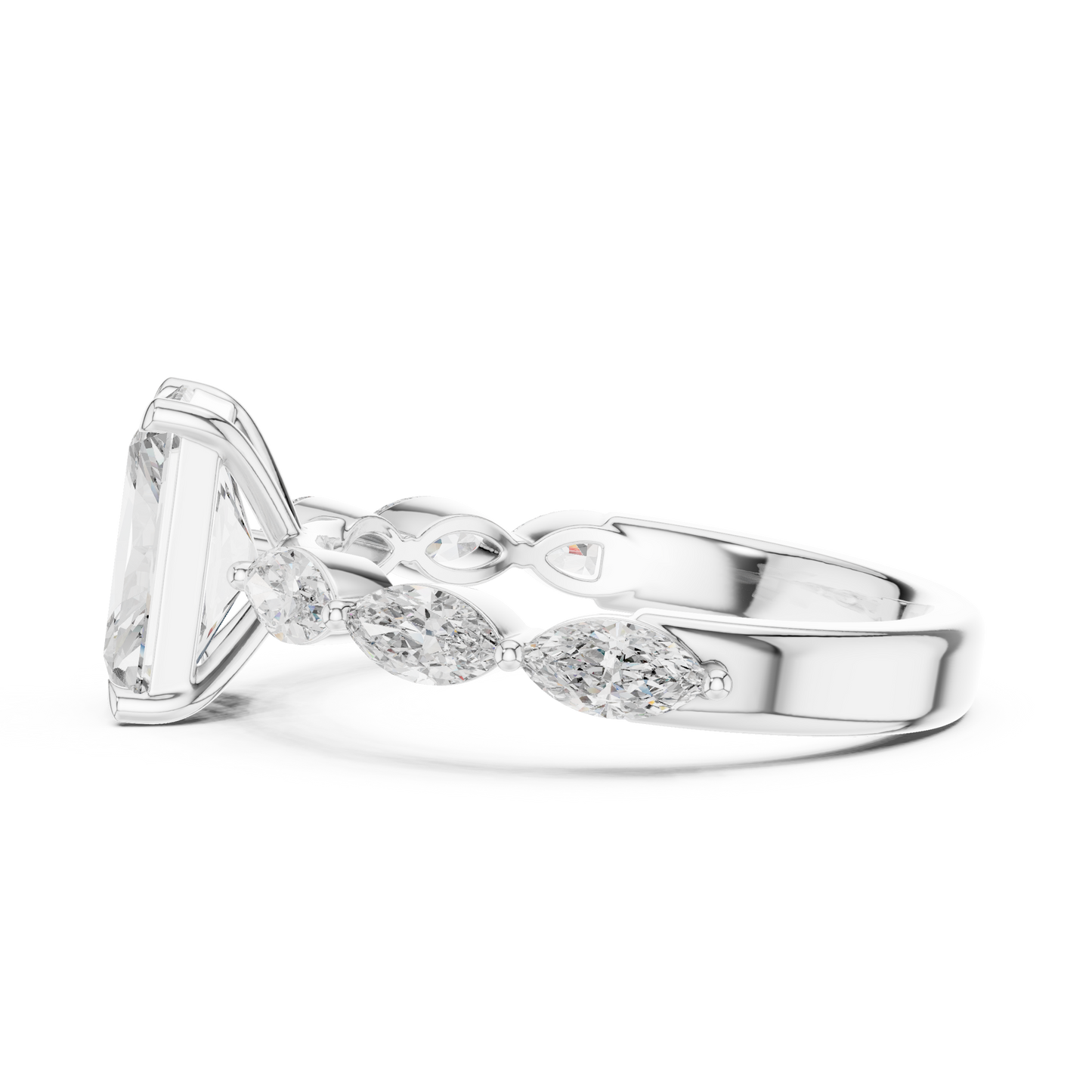 Square Diamond with Leaves Diamond Border Ring - SB-9-35