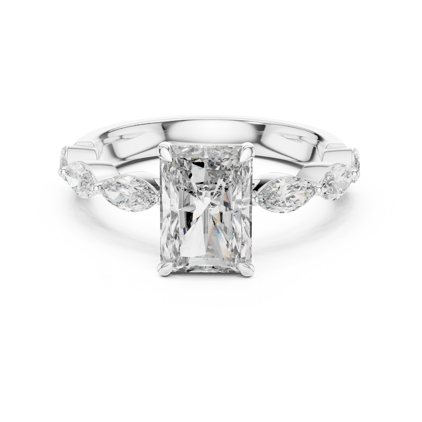 Square Diamond with Leaves Diamond Border Ring - SB-9-35
