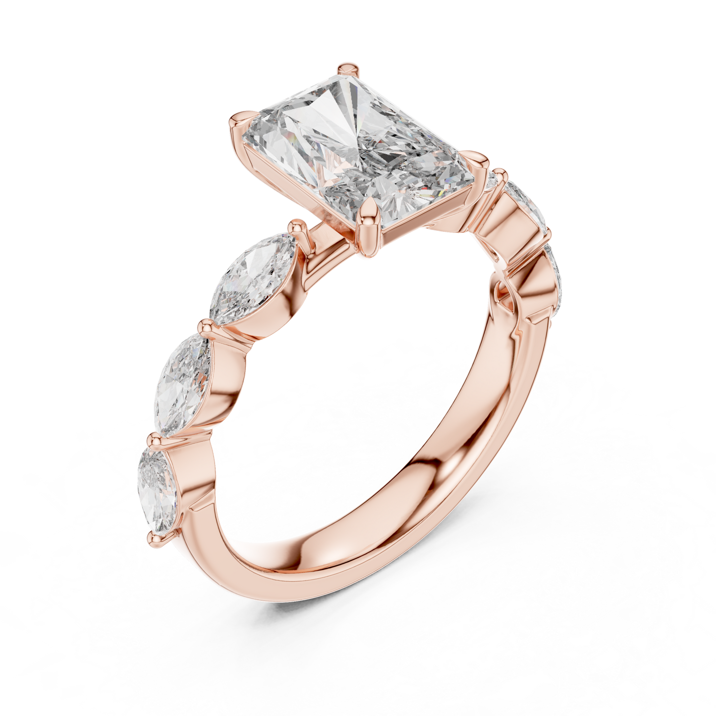 Square Diamond with Leaves Diamond Border Ring - SB-9-35