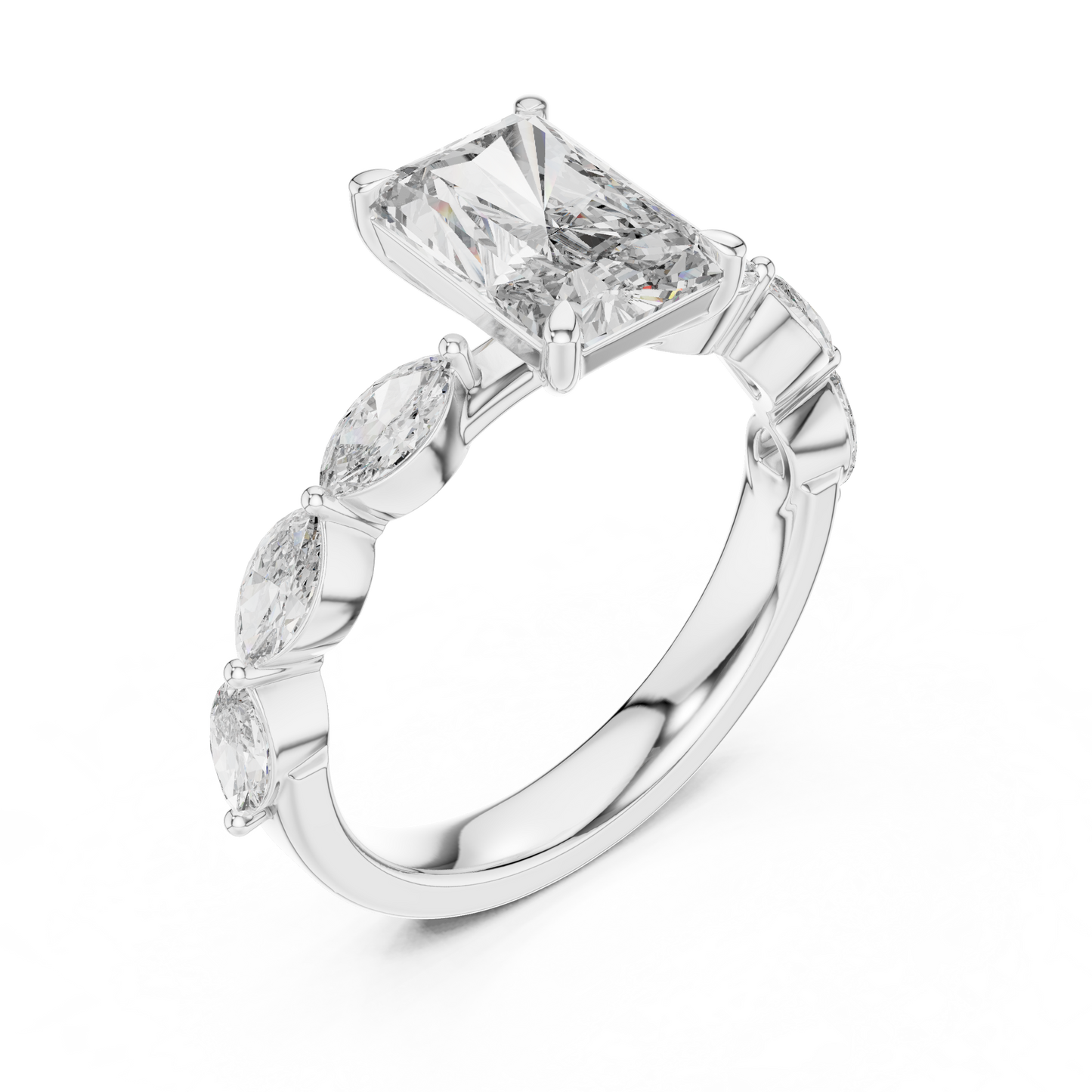 Square Diamond with Leaves Diamond Border Ring - SB-9-35