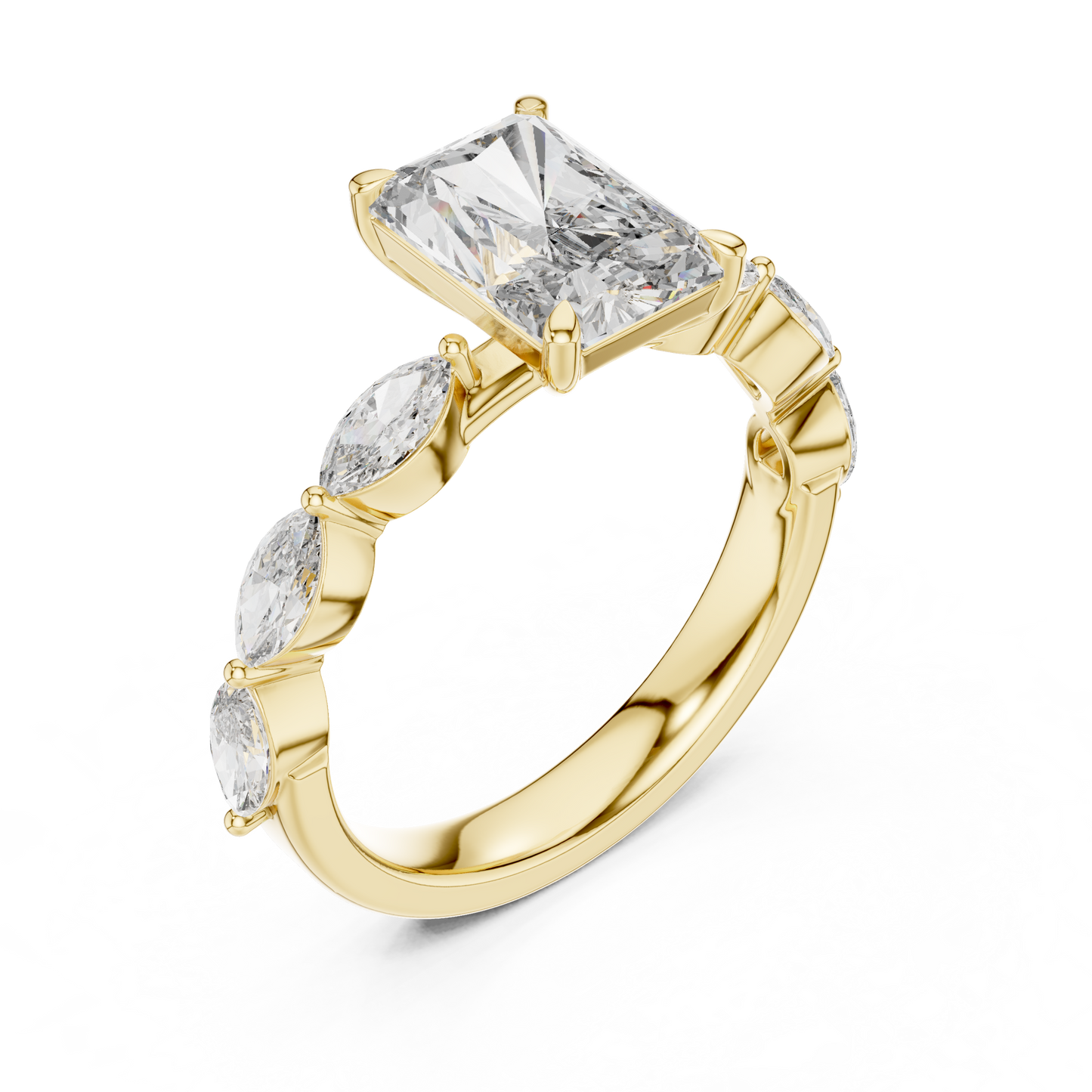 Square Diamond with Leaves Diamond Border Ring - SB-9-35