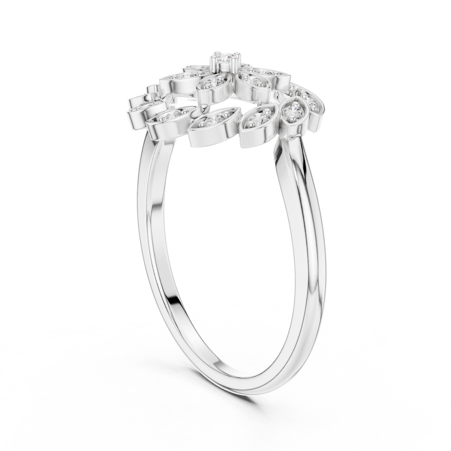 Round Leaves Design Diamond Ring - SB-9-40