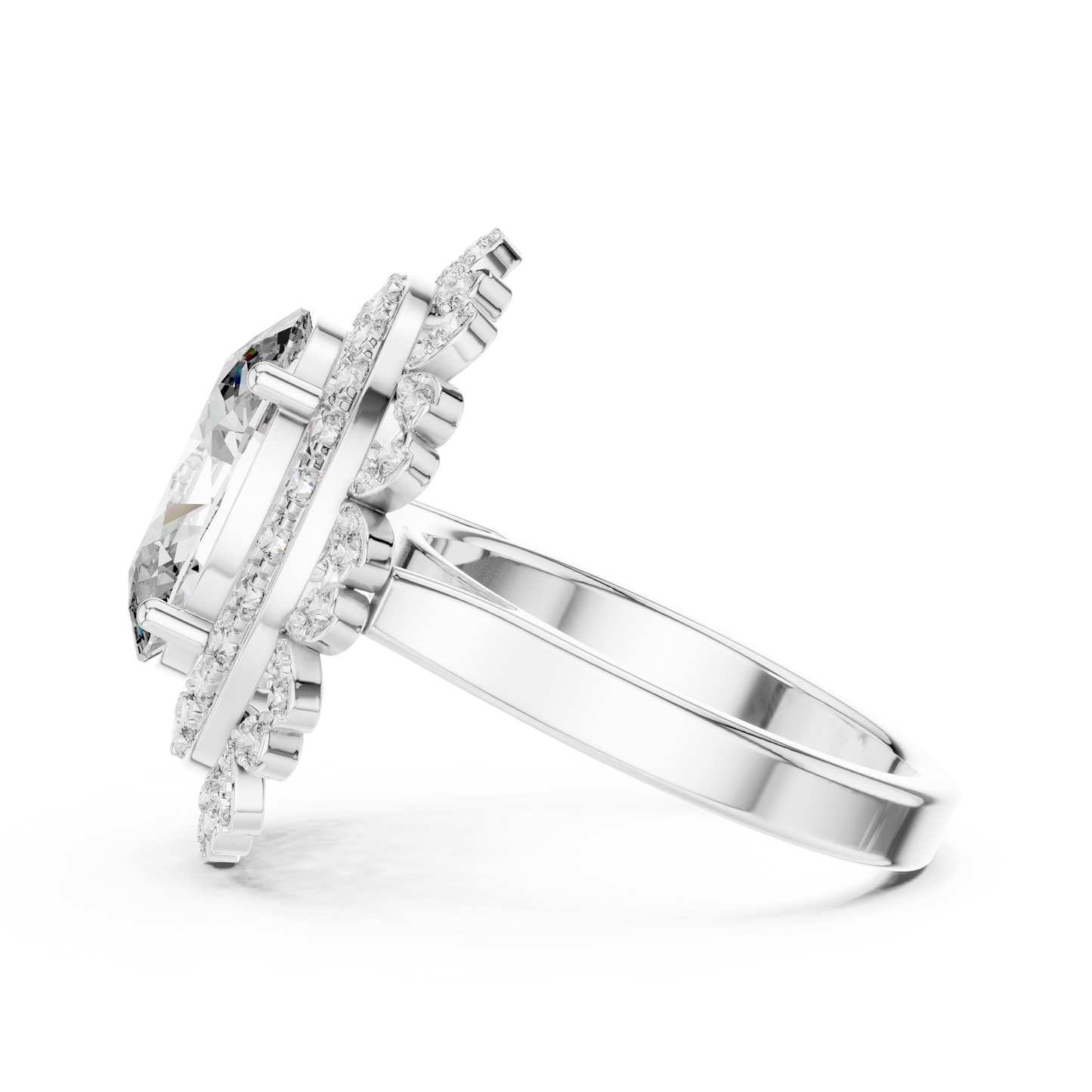 Large Oval Diamond with Dual Border Diamond Ring - SB-9-43