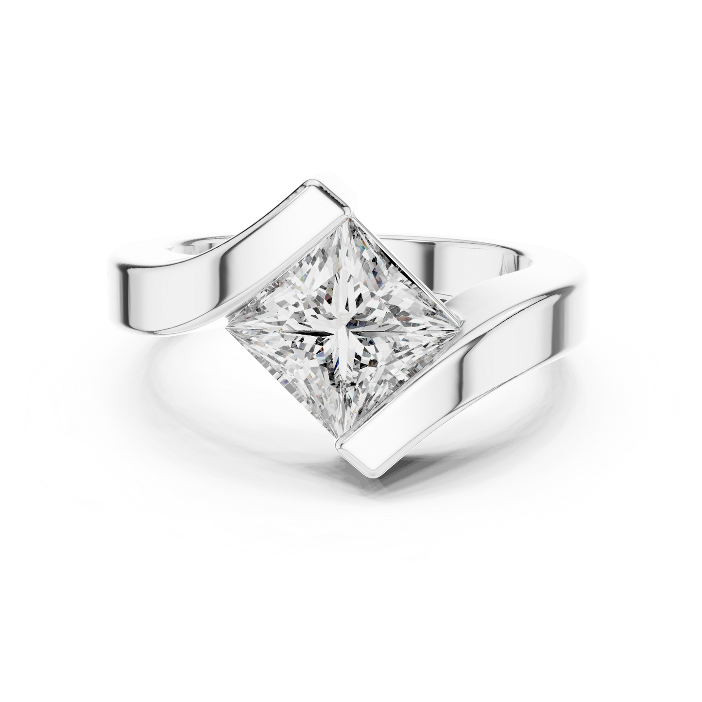 Tilted Square Aesthetic Diamond Ring - SB-9-46
