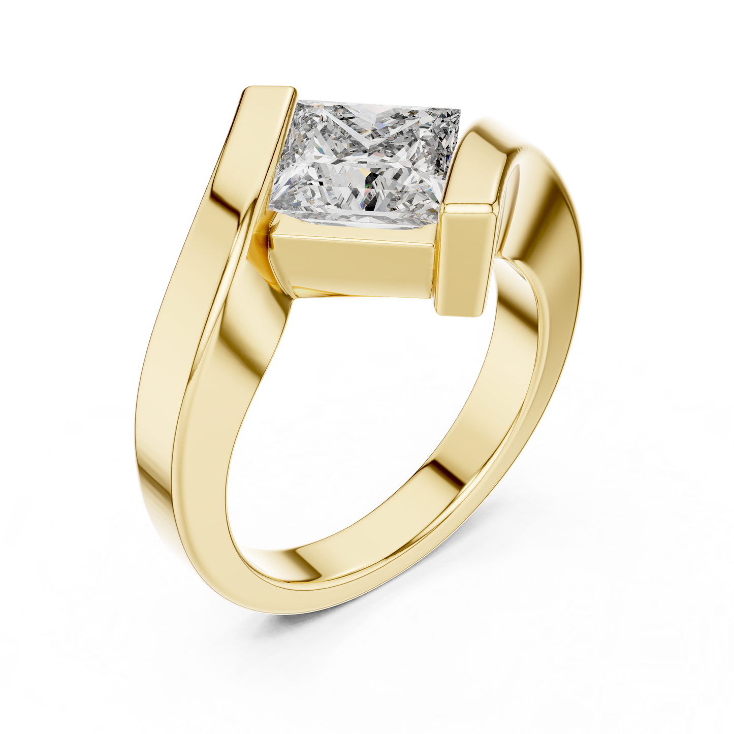 Tilted Square Aesthetic Diamond Ring - SB-9-46