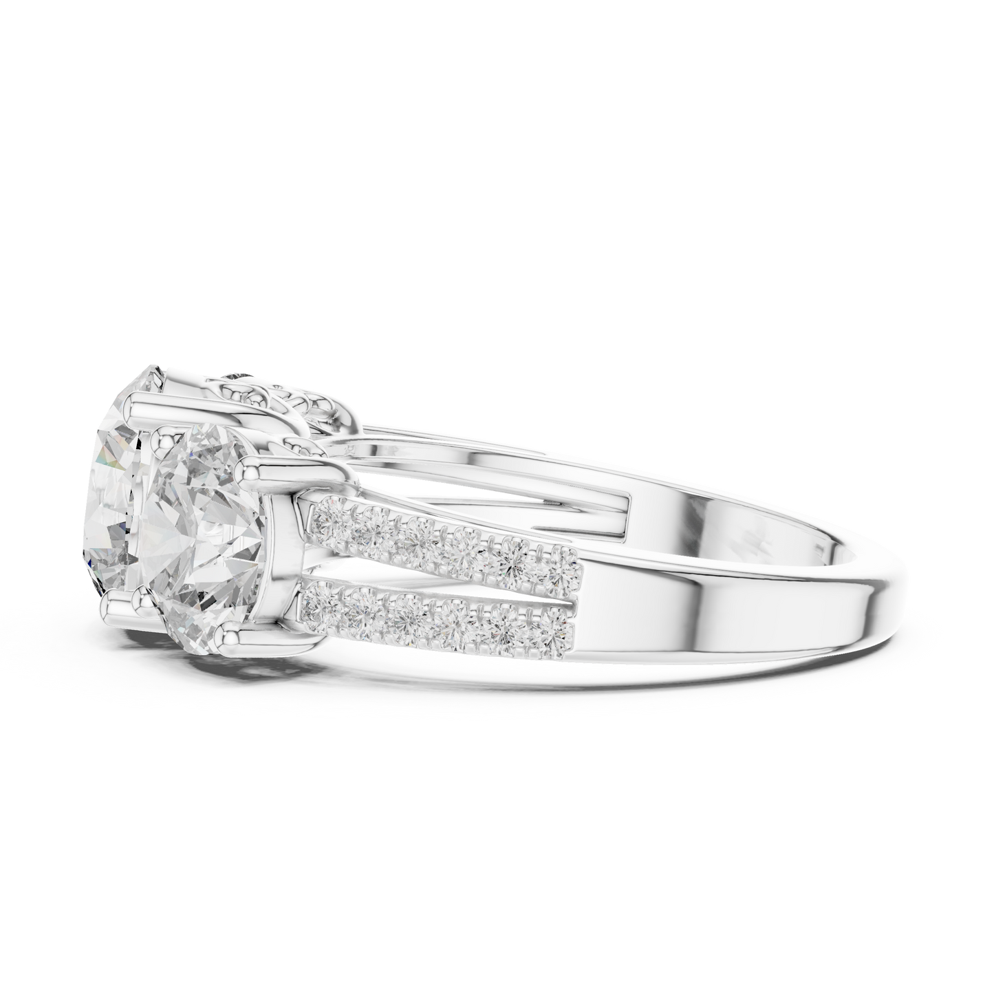 Royal Triple Diamonds with Diamond border Ring - SB-9-47